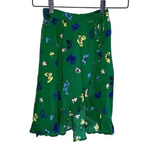 Hanna Andersson Girls Size 6-7 Years Green Wrap Skirt with Butterfly Print